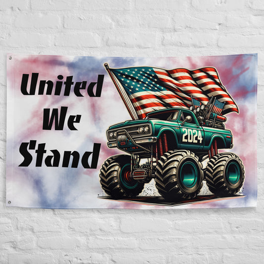 34 in x 56 in Flag Wall Art USA United We Stand Monster Truck #2024