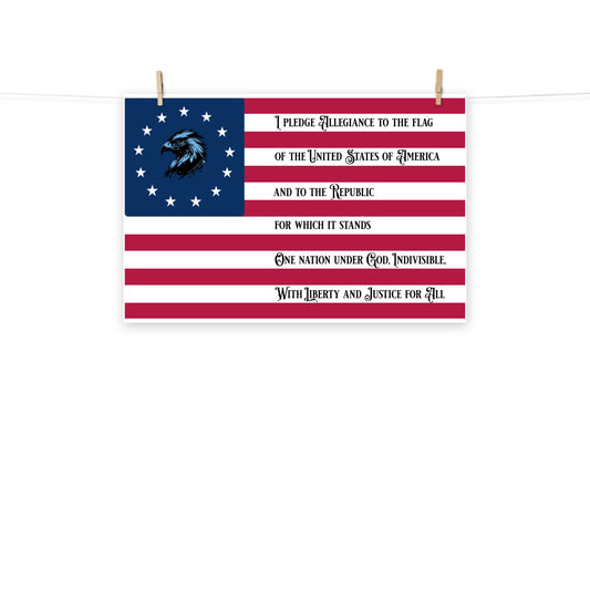 1776 US Flag with Pledge of Allegiance Poster