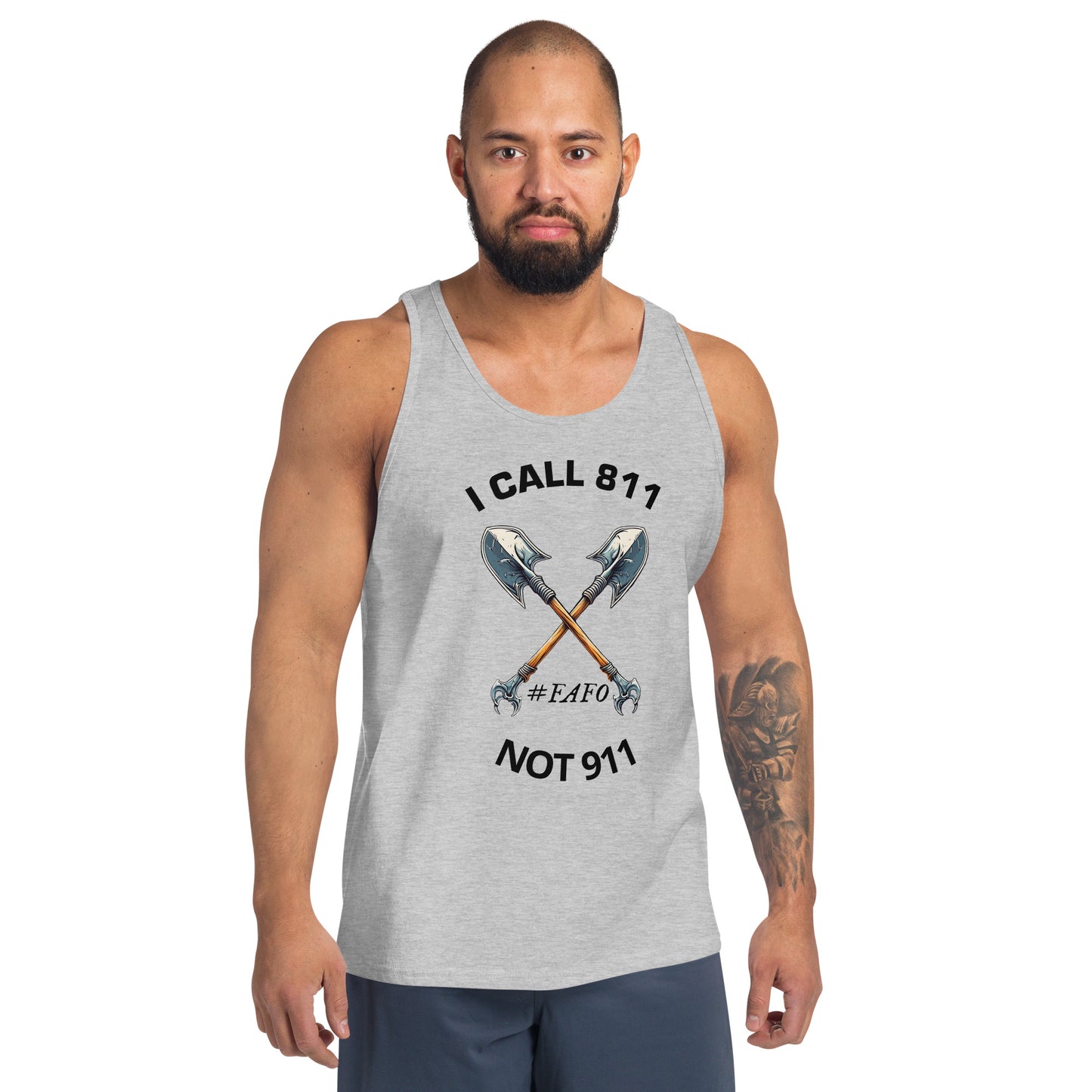 Call 811 FAFO Graphic Men's Tank Top Light Colors