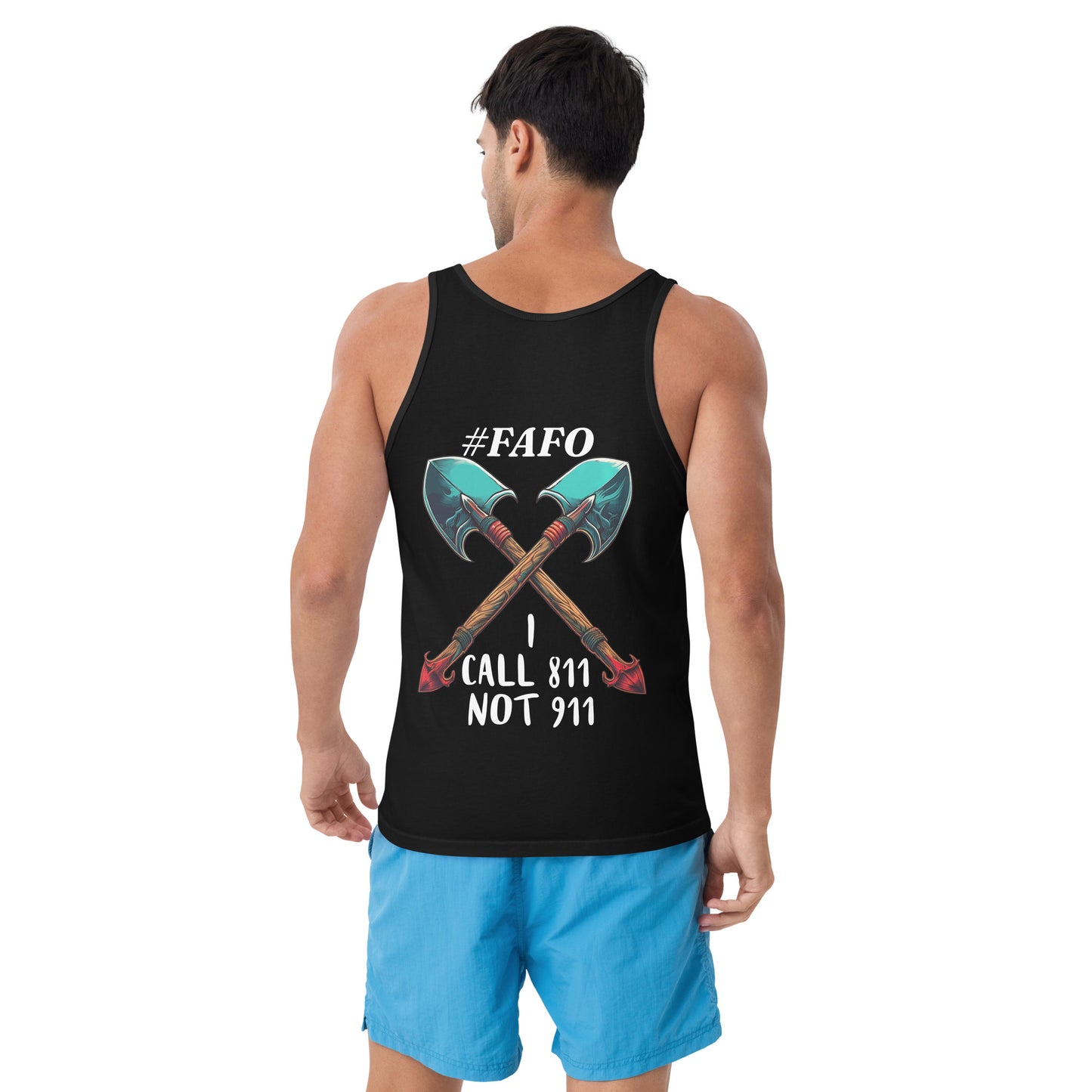 Call 811 FAFO Graphic Men's Tank Top Dark Colors