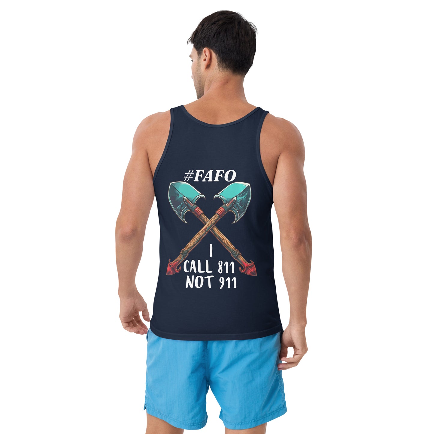 Call 811 FAFO Graphic Men's Tank Top Dark Colors