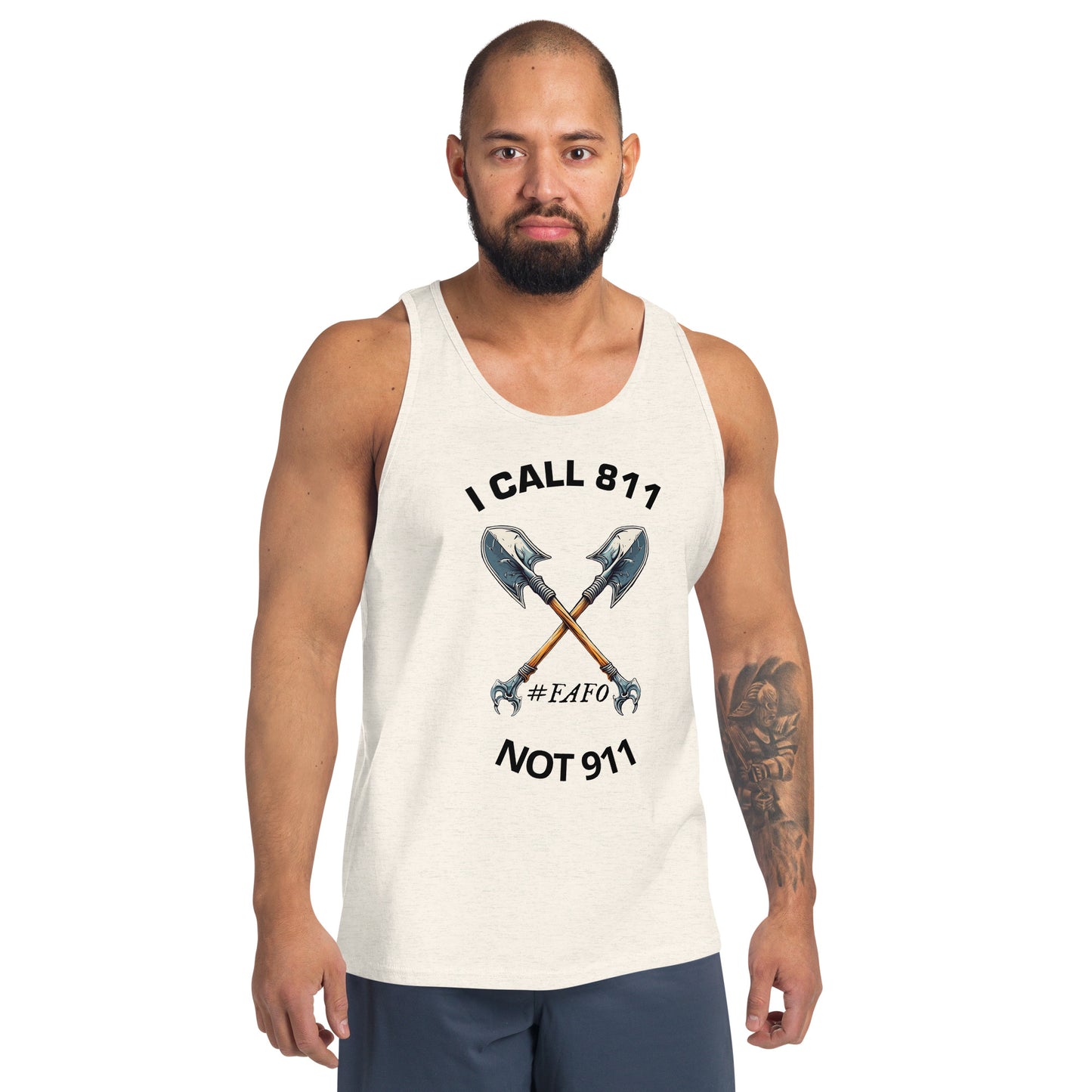 Call 811 FAFO Graphic Men's Tank Top Light Colors