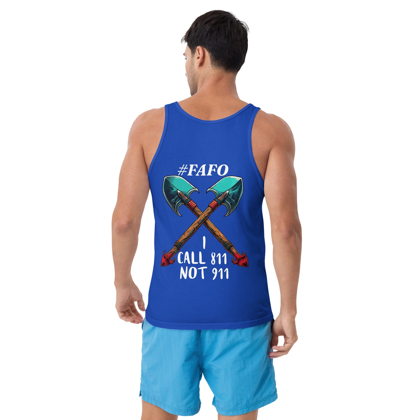 Call 811 FAFO Graphic Men's Tank Top Dark Colors