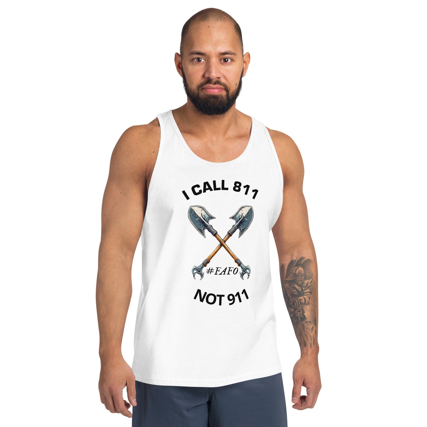 Call 811 FAFO Graphic Men's Tank Top Light Colors