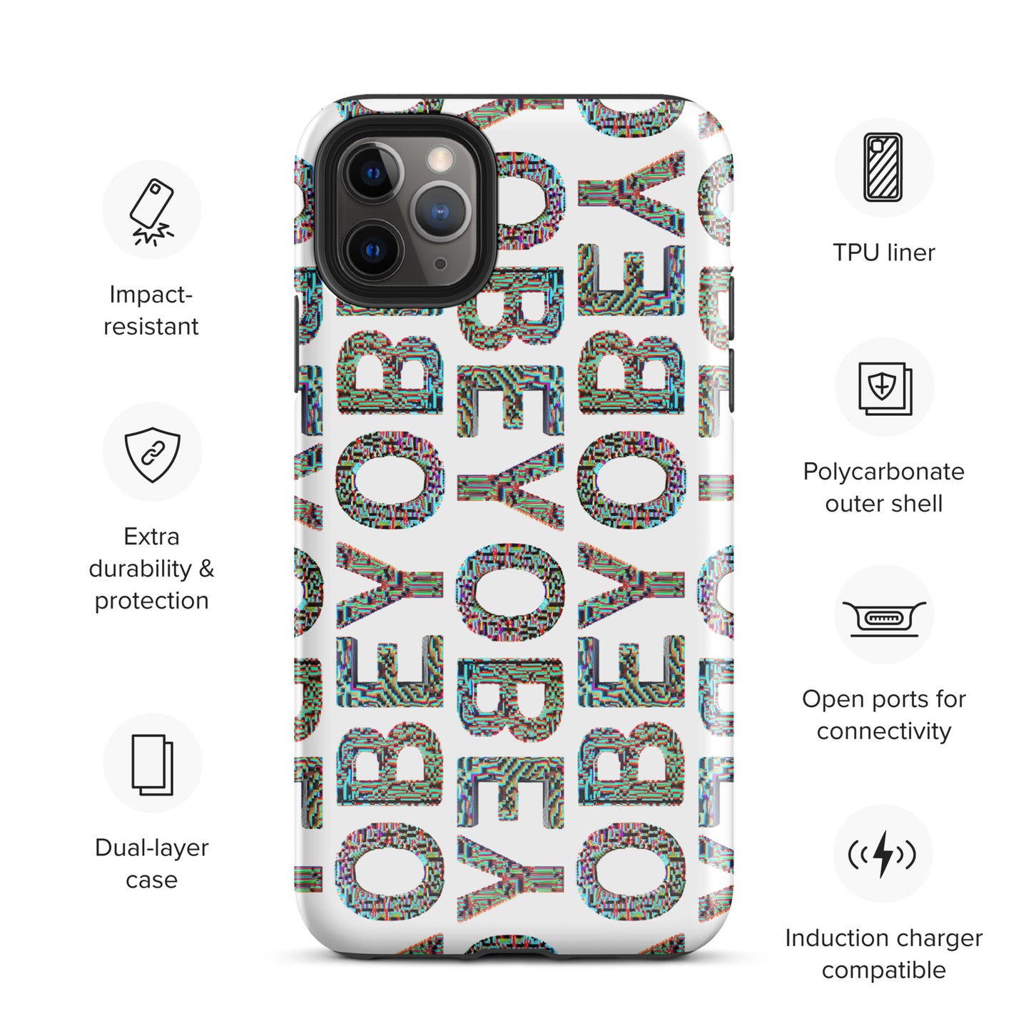 Tough Case for iPhone® OBEY text scrolling