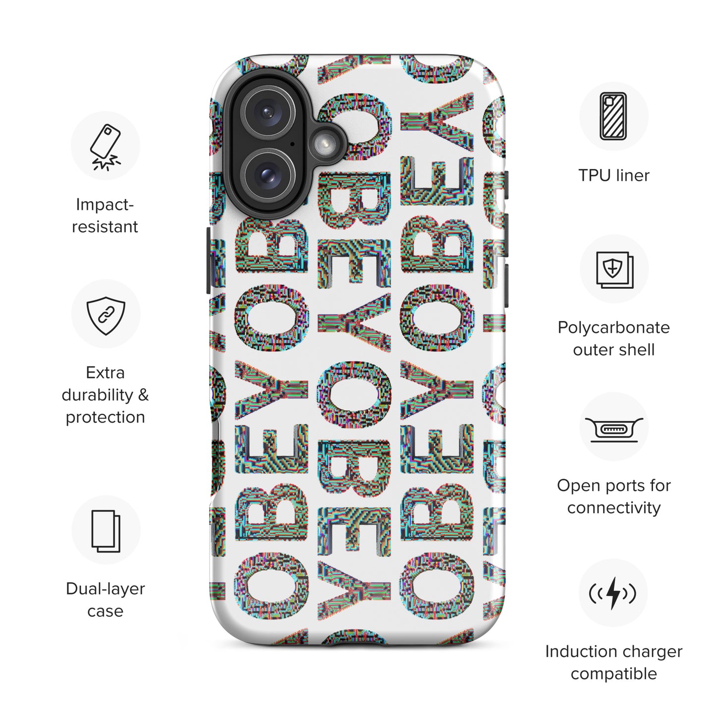 Tough Case for iPhone® OBEY text scrolling